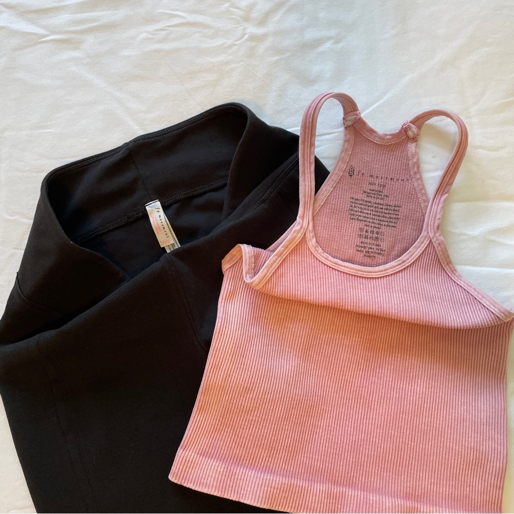 Free People FP Movement  capri length black leggings XS and pink tank XS/S - Picture 9 of 9
